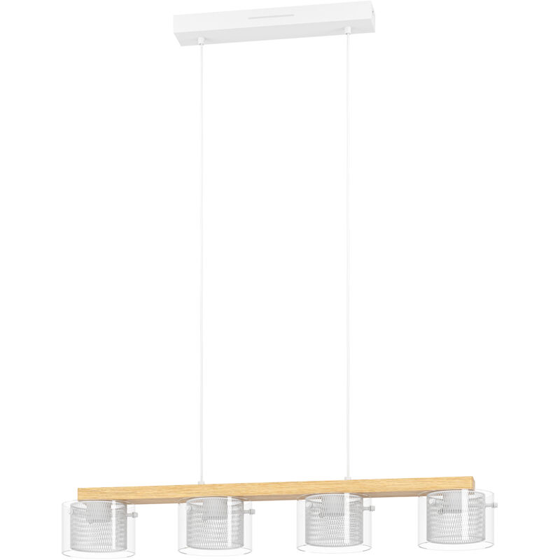 foto del prodotto eglo lampadario contemporaneo portico z metallo bianco legno 4 luci led 3,7w