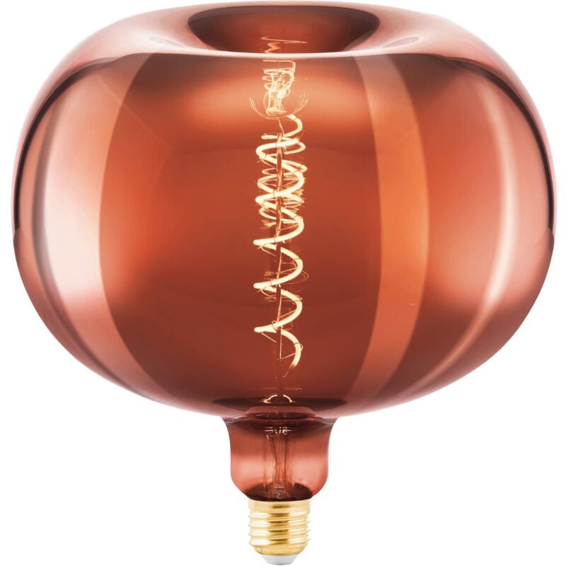 foto del prodotto eglo - led e27 dimmerabile a forma di mela, lampadina a spirale di grandi dimensioni, vintage dimmerata color rame dal design retrò, 4 watt, 40