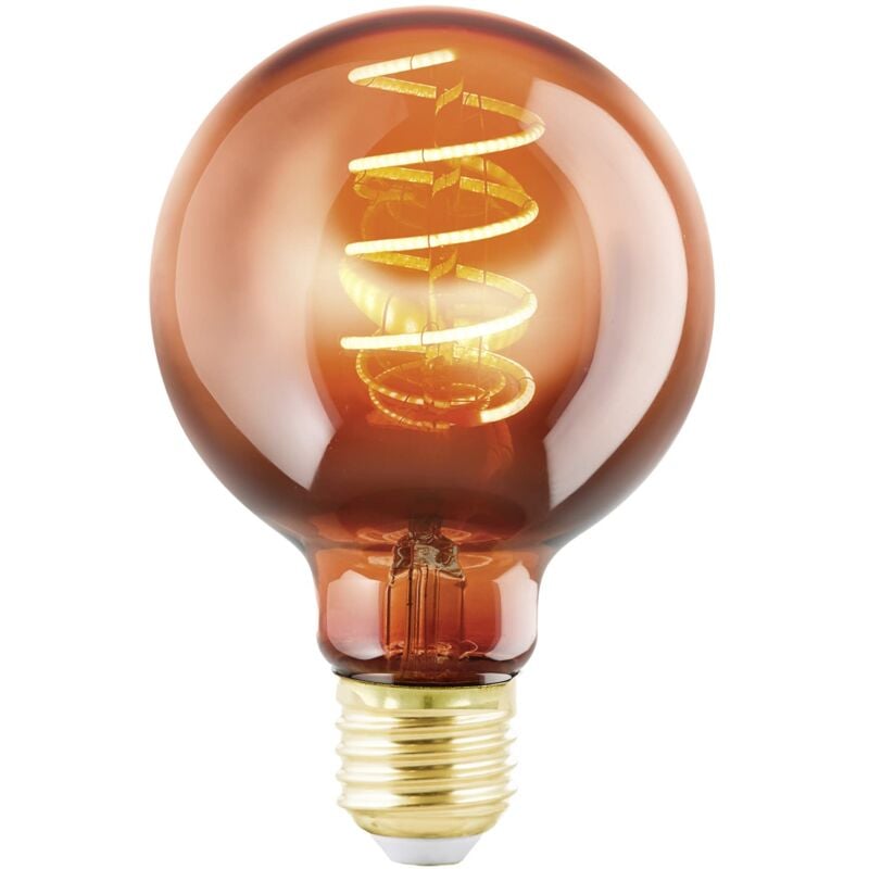 foto del prodotto eglo - led e27 dimmerabile, lampadina a spirale globo, lampada vintage color rame dal design retrò, 4 watt, 30 lumen, illuminante bianco caldo,