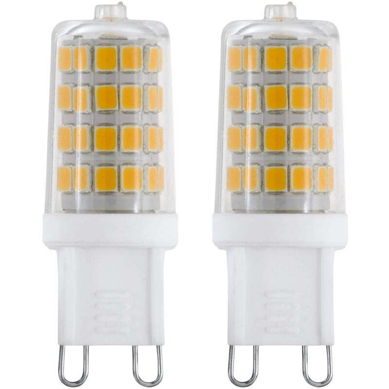 foto del prodotto eglo led g9 set di 2 lampadine con base a perno, 2 lampade ciascuna da 3 watt equivalente a 30 watt , 320 lumen, lampada a pannocchia bianca neutra,
