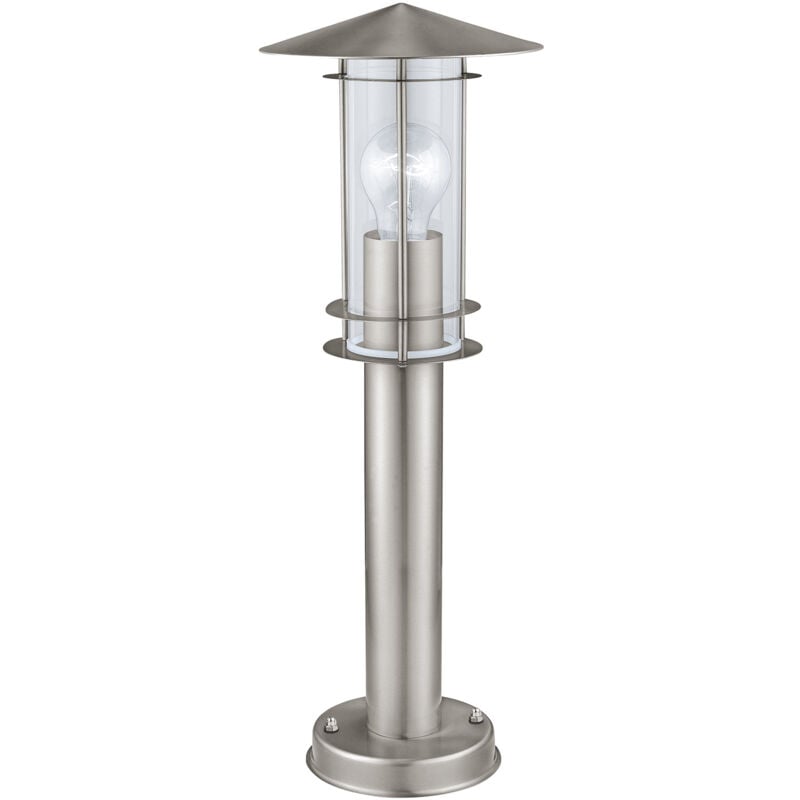 foto del prodotto eglo paletto basso esterno contemporaneo lisio acciaio argento vetro bianco 1 luce e27