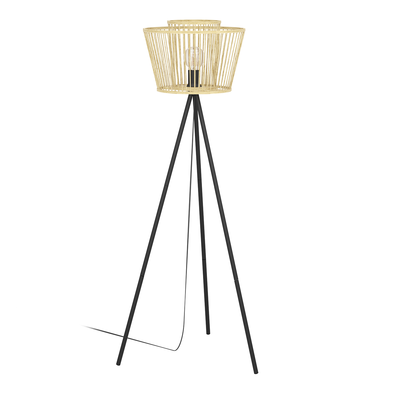 foto del prodotto eglo piantana hykeham, altezza 129,5 cm, naturale nero, bamb 