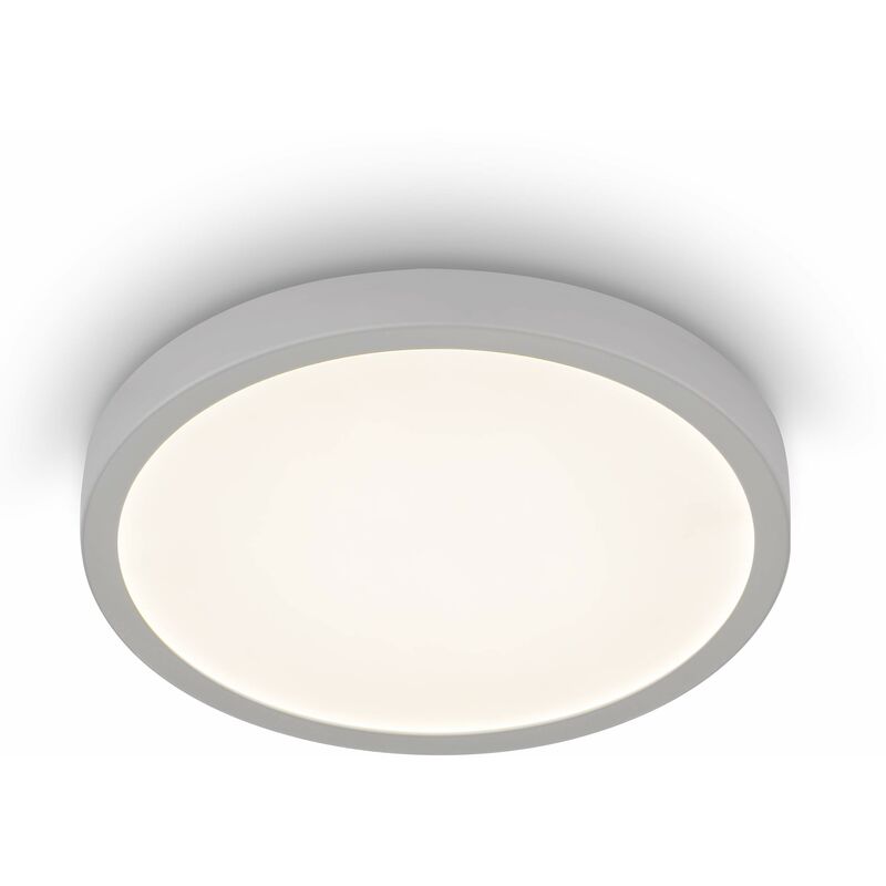 foto del prodotto eglo plafoniera a led molay, plafoniera a uno punto luce, lampada da soffitto in acciaio e plastica color acciaio e bianco, plafoniera a led bianco