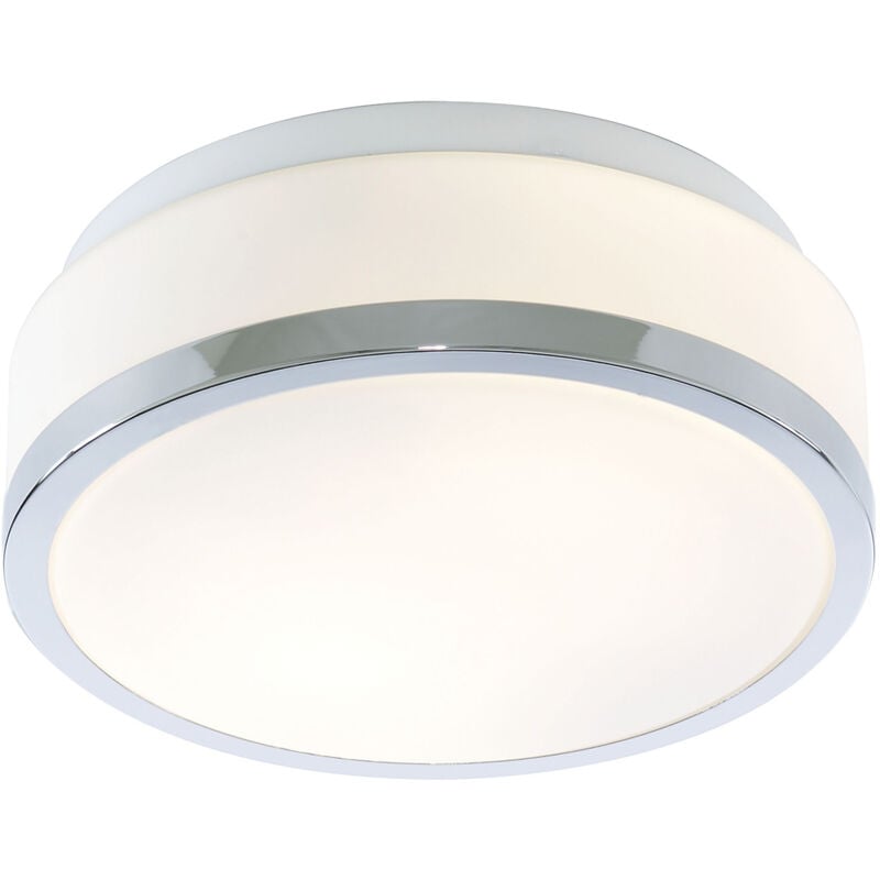 foto del prodotto eglo plafoniera contemporanea formaggio acciaio cromo vetro bianco 1 luce e27 23cm
