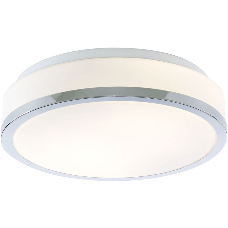 foto del prodotto eglo plafoniera contemporanea formaggio acciaio cromo vetro bianco 1 luce e27 28cm