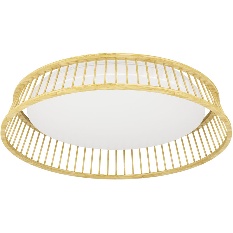 foto del prodotto eglo plafoniera contemporanea luppineria legno marrone luce led integrato 20w