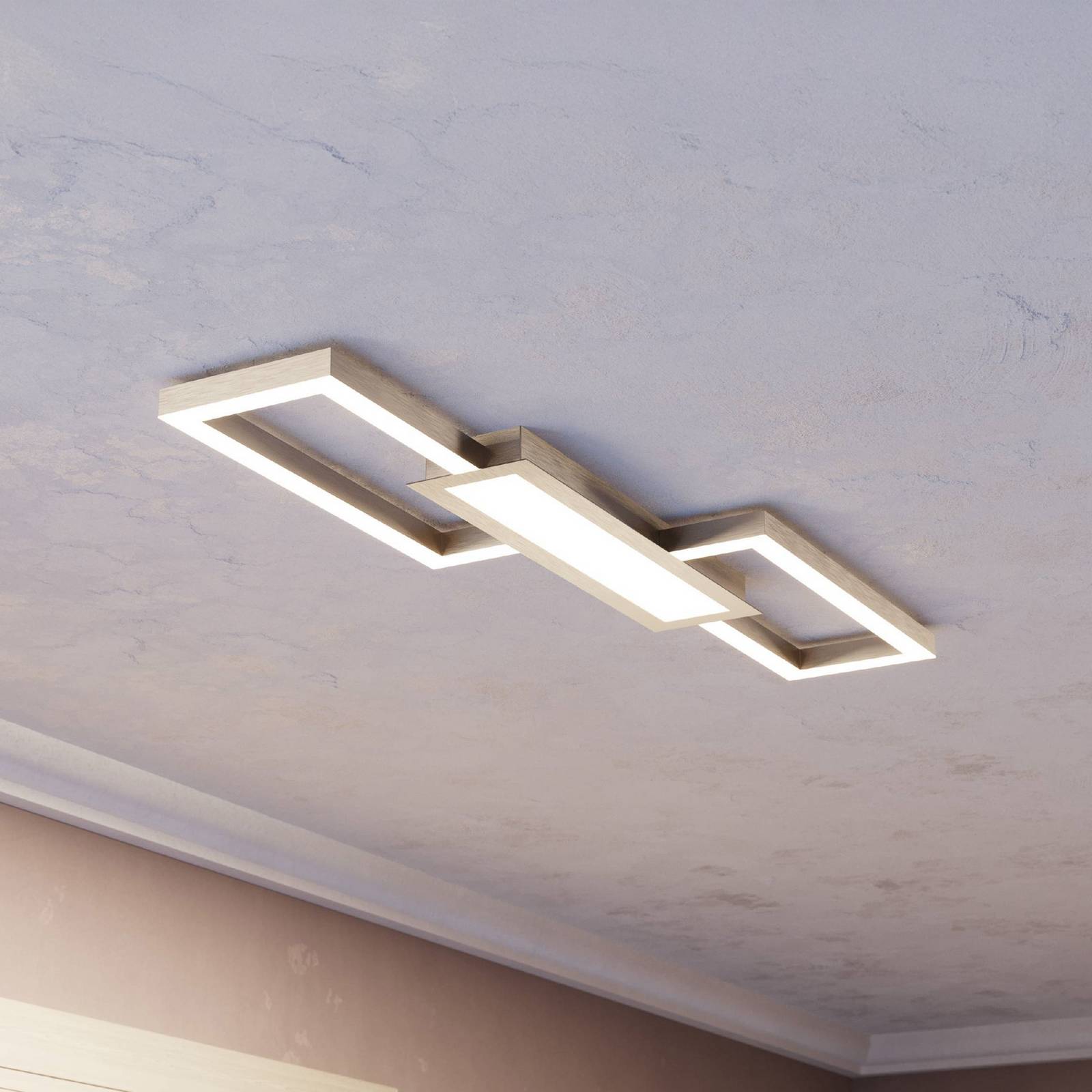 foto del prodotto eglo plafoniera led monirote, nichel opaco, lunghezza 78 cm, alluminio, cct