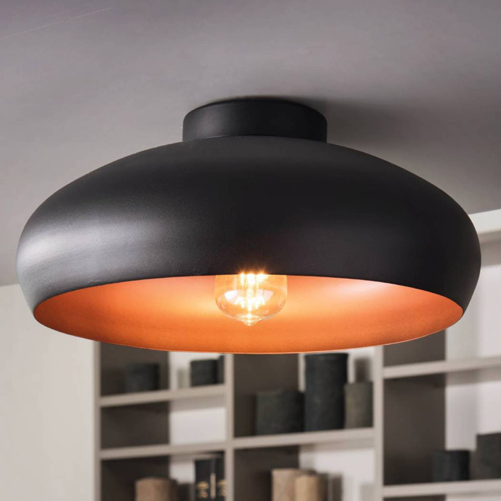 foto del prodotto eglo plafoniera mogano di metallo, 40cm, nero