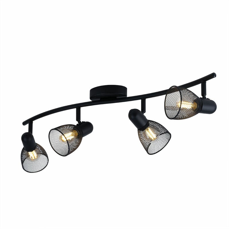 foto del prodotto eglo plafoniera, nero, plafoniera, lampada sala da pranzo, faretto a soffitto, 4 fiamme, barra faretto orientabile, metallo, 4x e14, lxp 64x15 cm