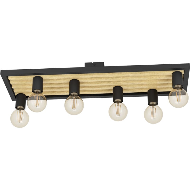 foto del prodotto eglo plafoniera vintage consett acciaio nero 6 luci e27