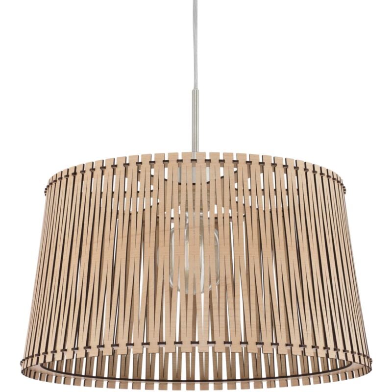 foto del prodotto eglo sendero lampadario boho, lampada a sospensione in acciaio nichelato opaco, legno di acero, lampada da tavolo naturale, lampada a sospensione