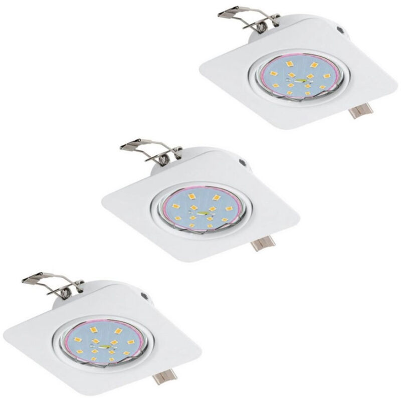 foto del prodotto eglo set 3 faretti da incasso led plafoniera faretto da incasso spot luce orientabile, metallo bianco, 5w 400lm 3000k bianco caldo, l 8,5 cm