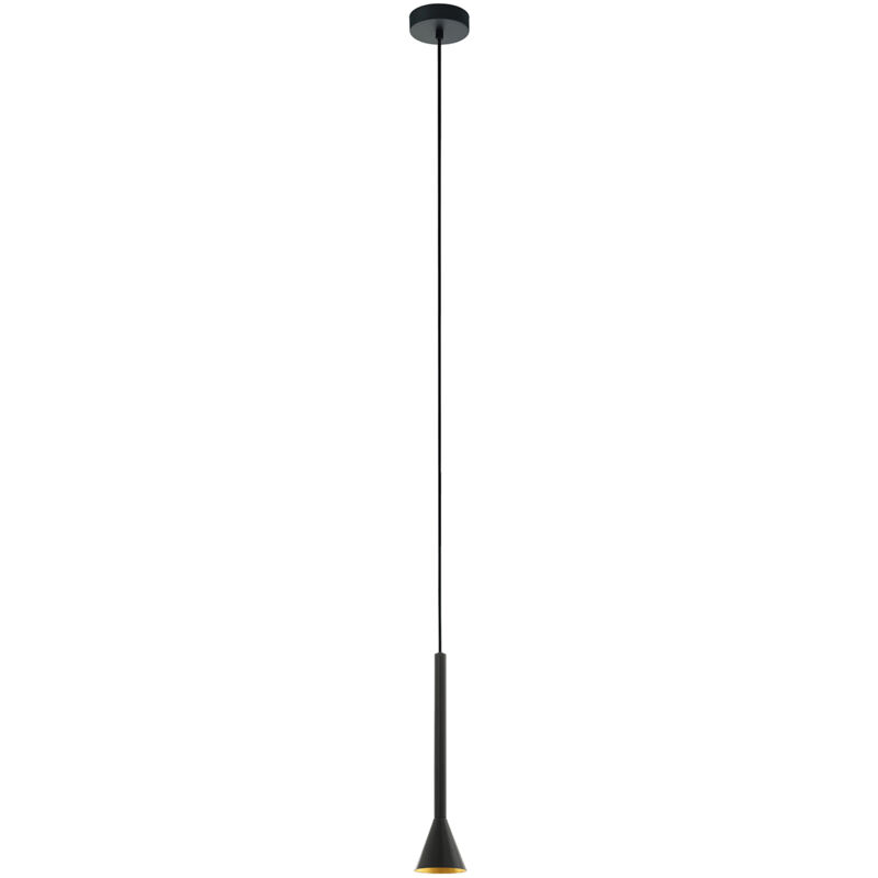 foto del prodotto eglo sospensione contemporanea cortaderas acciaio nero oro 1 luce gu10 led 4,8w