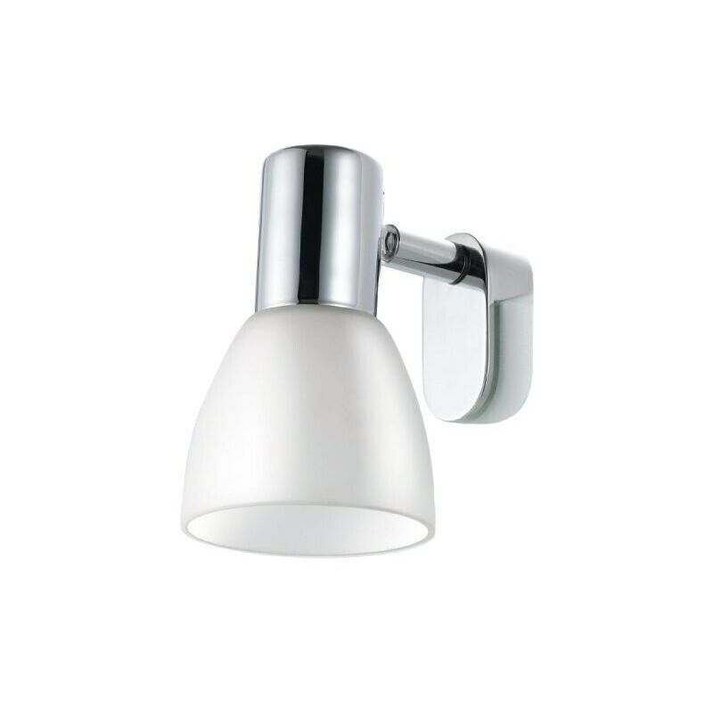 foto del prodotto eglo sticker lampada da specchio cromo con paralume in vetro bianco e14 1x40w 85832