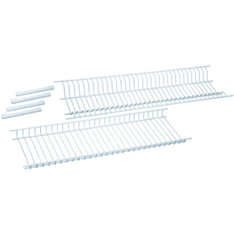 foto del prodotto ehl sauvic set scolapiatti e gocciolatoio in acciaio plastificato bianco per armadi da 85 cm
