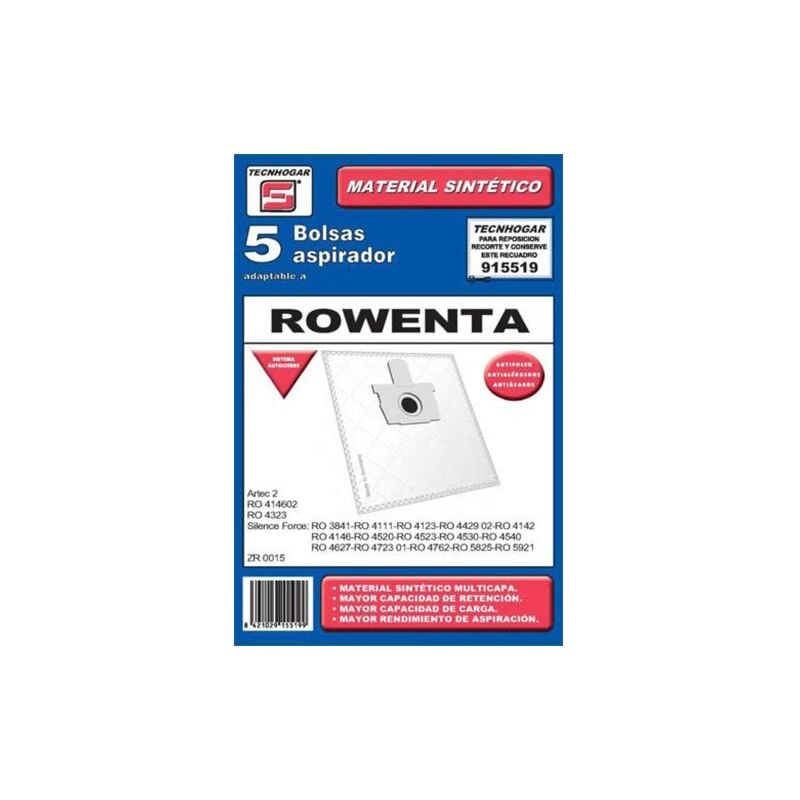 foto del prodotto ehs confezione da 5 sacchetti per aspirapolvere rowenta artec 2 silence force 915519