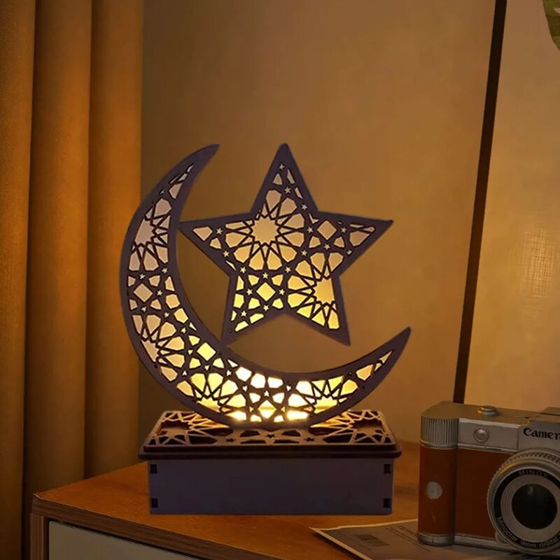 foto del prodotto eid mubarak night light led ramadan lampada decorativa luci artigianali in legno islam musulmano lampada a led in legno