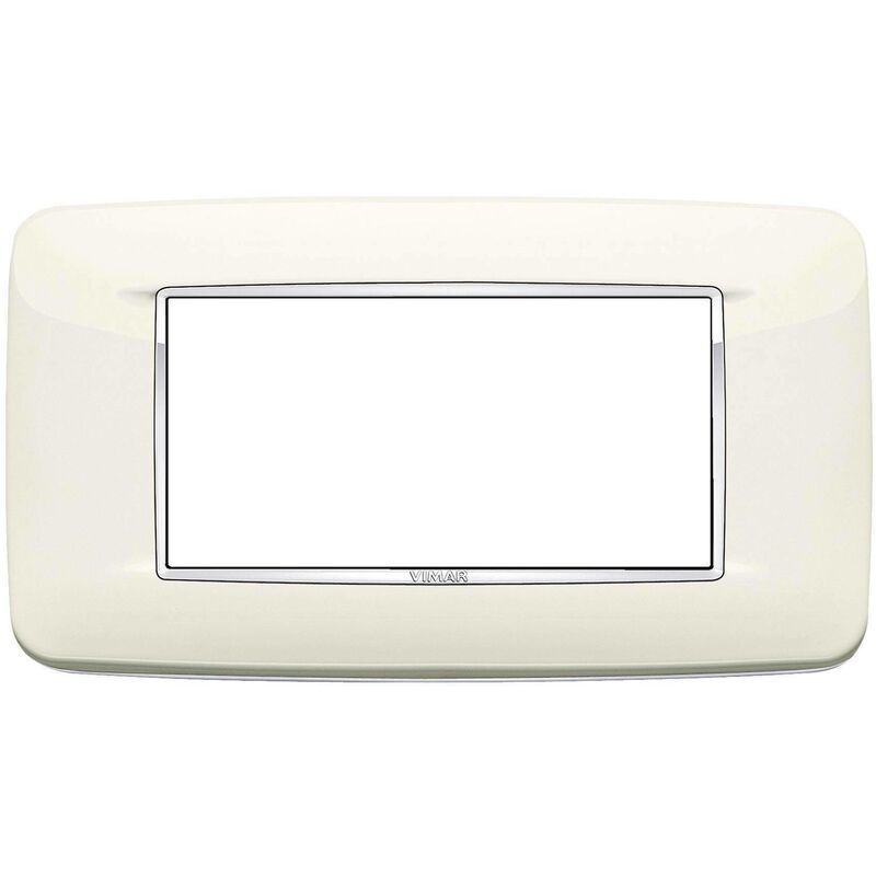 foto del prodotto eikon placca round 4 moduli colore bianco artico cornice cromata 20684.c01 vimar