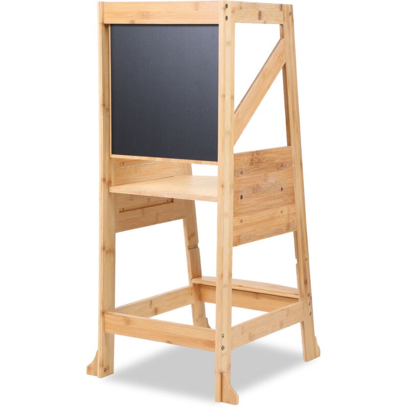 foto del prodotto einfeben randaco scrivania da sgabello per lavagna learning tower gradini antiscivolo, piolo, bordi di sicurezza alti nero