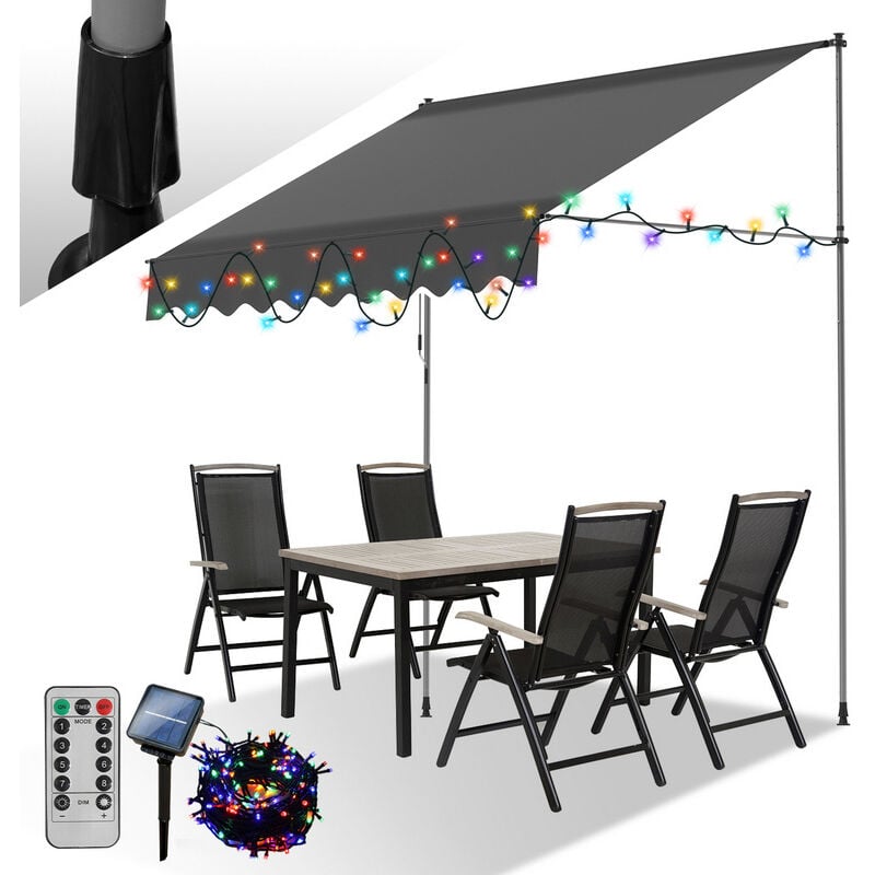 foto del prodotto einfeben swanew led tenda da sole a scomparsa manuale tenda da sole a terrazza non necessario alcun trapano manovella altezza regolabile 2m.