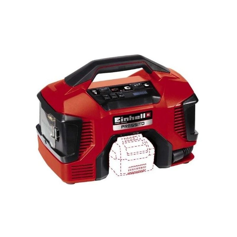 foto del prodotto einhell compressore ibrido pressito 4020460 per gonfiaggio pneumatici e materassi con batteria e cavo di alimentazione