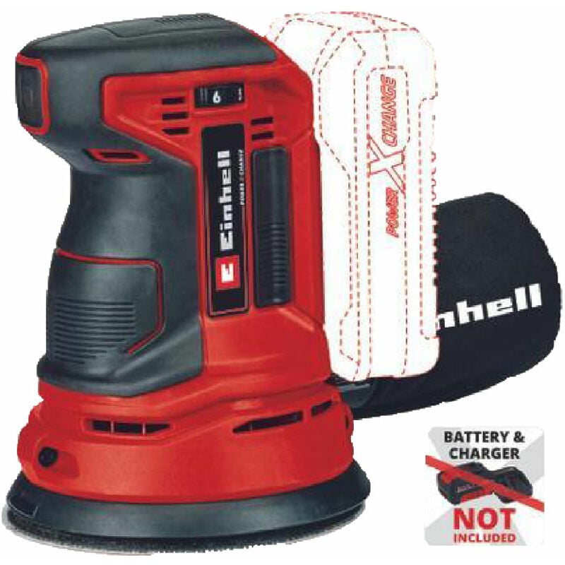 foto del prodotto einhell levigatrice rotorbitale a batteria te rs 18 li solo 18v platorello 125 mm