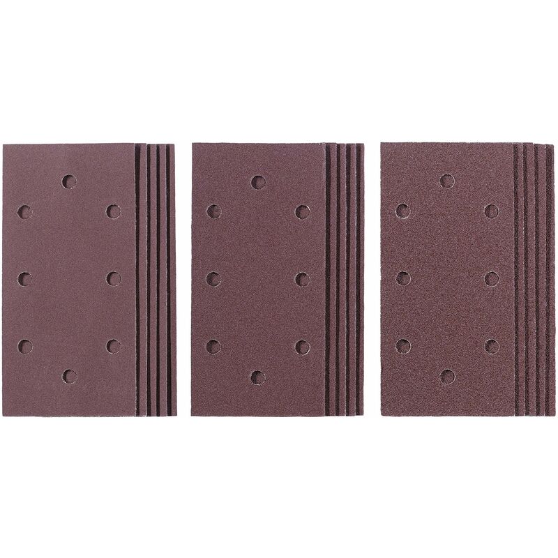 foto del prodotto einhell set di 15 fogli di carta vetrata accessori per levigatrice orbitale, 15 fogli di carta vetrata, 187 x 93 mm, grana 5 x 60, 120, 180, velcro