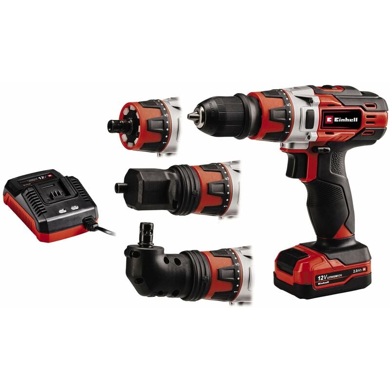 foto del prodotto einhell set trapano a batteria te cd 12 1 3x li power x change li ion, 18 v, attacco angolare ed eccentrico, custodia in cartone con chiusura
