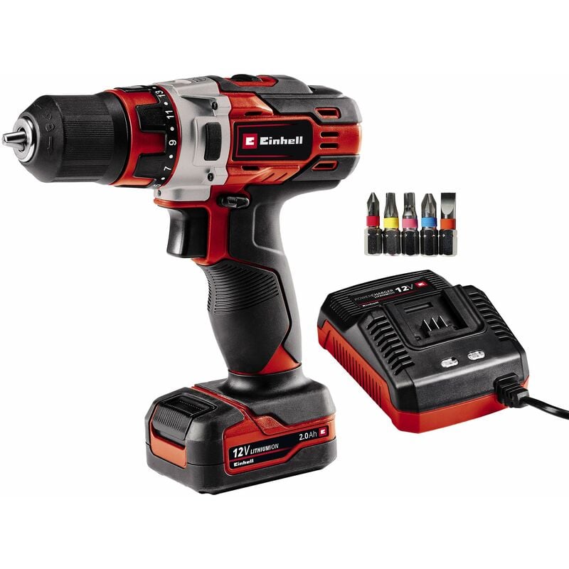 foto del prodotto einhell te cd 12 1 li 1x2,0ah trapano avvitatore a batteria 12 v, 2,0 ah, li ion, 2 velocit , vel. 1 giri al min. 0 400, vel. 2 giri al min.