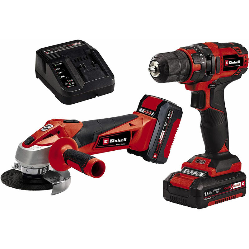 foto del prodotto einhell trapano smerigliatrice a batteria tc tk 18 li kit kit 2 pezzi