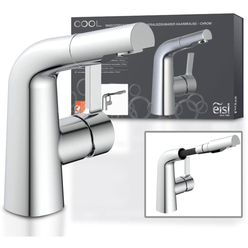foto del prodotto eisl cool ni075cocr, rubinetto bagno lavabo, rubinetto da bagno con doccetta estraibile, miscelatore per lavabo con doccetta, miscelatore lavabo