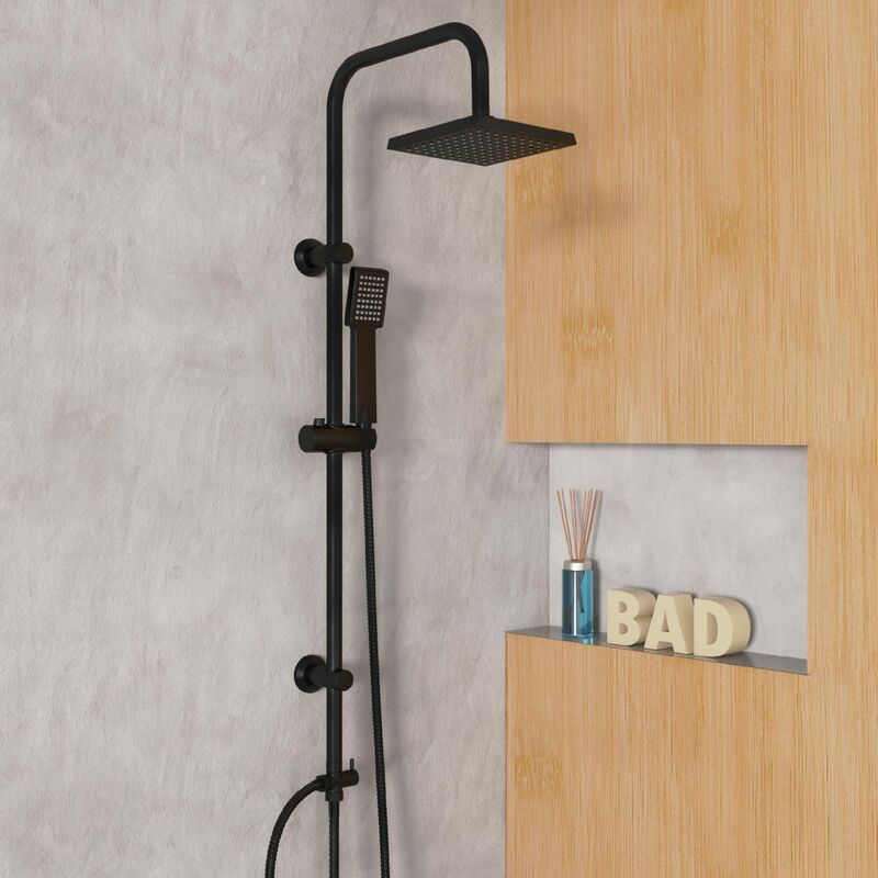 foto del prodotto eisl easy energy dx12004bl a, colonna doccia nero, sistema doccia senza rubinetto, con grande doccia a pioggia 170 x 170 mm e doccetta senza