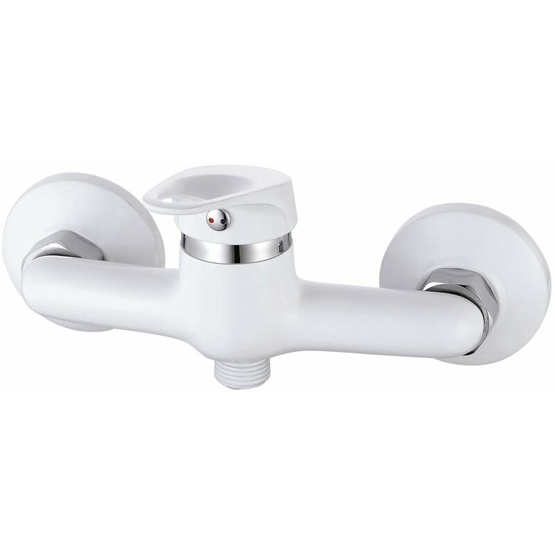 foto del prodotto eisl ni168scr w miscelatore monocomando, facile collegamento al tubo doccia, colore cromato, doccetta speed bianco