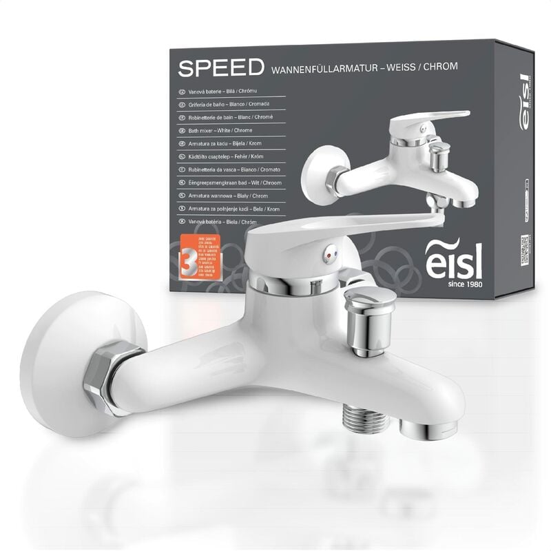 foto del prodotto eisl speed ni023scr w, rubinetto vasca da bagno, miscelatore vasca da bagno, rubinetto doccia miscelatore, per la vasca da bagno, cromo bianco