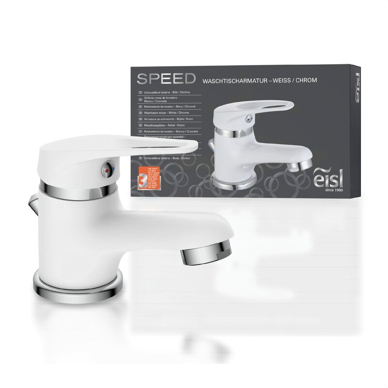 foto del prodotto eisl speed ni075scr w rubinetto bagno lavabo, miscelatore da bagno, miscelatore lavabo bagno, rubinetto lavandino bagno, cromato bianco
