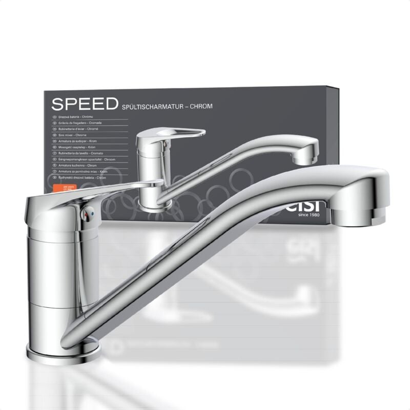 foto del prodotto eisl speed ni182scr rubinetto lavello cucina, miscelatore cucina girevole a 360 , ideale per il doppio utilizzo con una sola mano, rubinetto