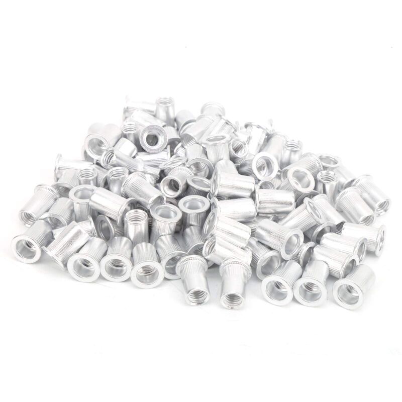 foto del prodotto ej.life 100 pezzi di dadi a rivetto resistenti alla trazione, dadi a testa piatta in alluminio, accessori per ferramenta verticali, utensili