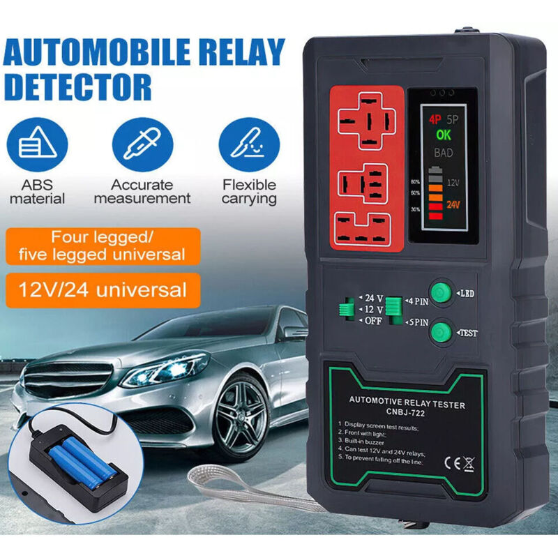 foto del prodotto ej.life 12v 24v tester rel per auto con display a led tester rel elettronico per auto strumento di controllo della batteria per auto diagnostica
