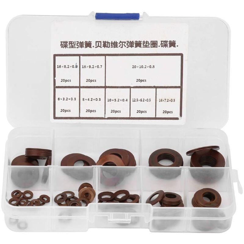 foto del prodotto ej.life 160 rondelle, 1 scatola di molle a tazza, 8 dispositivi compatti per il lavaggio del parabrezza in acciaio per giunti, valvole di sicurezza