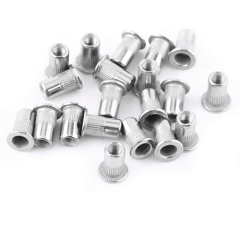 foto del prodotto ej.life 20 pezzi di dadi rivettati a testa piatta con filettatura metrica, m3 m4 m5 m6 m8, inserti rivetti, dadi rivettati, viti in acciaio