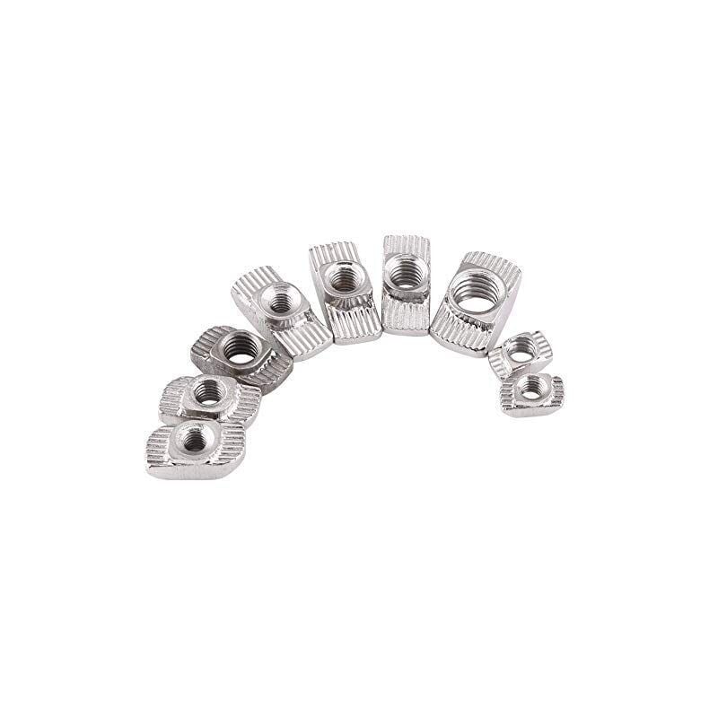 foto del prodotto ej.life 50 pezzi dadi a testa di martello con scanalatura a t m4, m5, m6, m8 in acciaio al carbonio zincato argento profilo di estrusione in