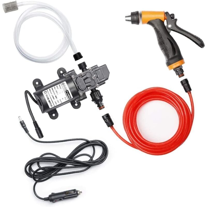 foto del prodotto ej.life 80w pompa per autolavaggio elettrica portatile 12v pompa per autolavaggio pistola a spruzzo con tubo flessibile