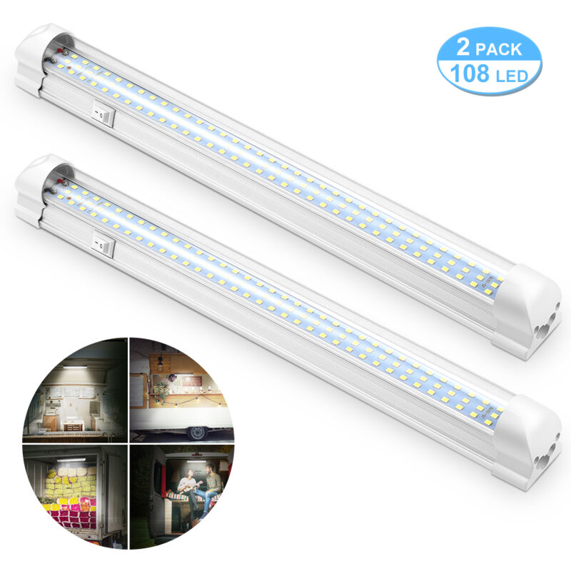 foto del prodotto ej.life barra luminosa interna a led da 12 v, illuminazione interna brillante con interruttore on off, 1200 lm, per auto, furgoni, campeggio,