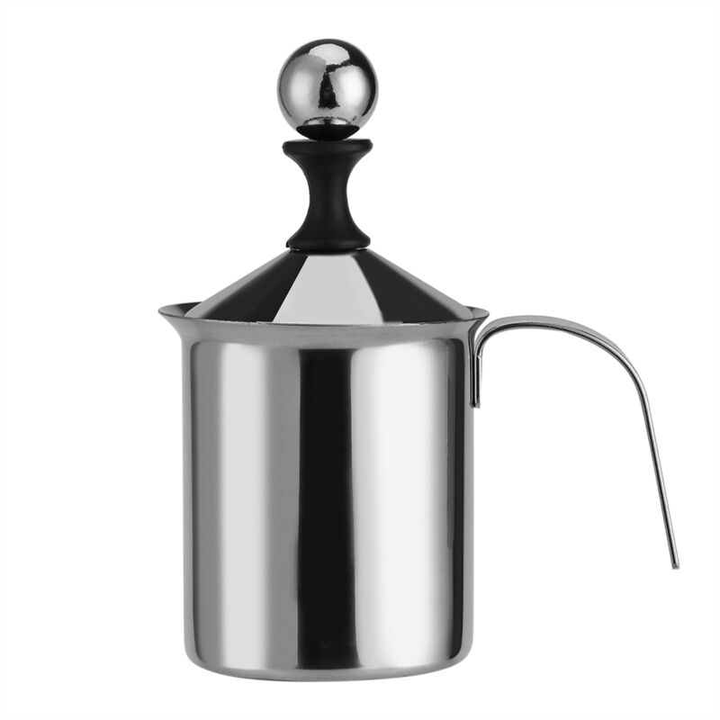 foto del prodotto ej.life brocca per schiumare il latte, frusta manuale per il latte, frusta per uova, schiumatore per cioccolata calda e caff 400 ml 