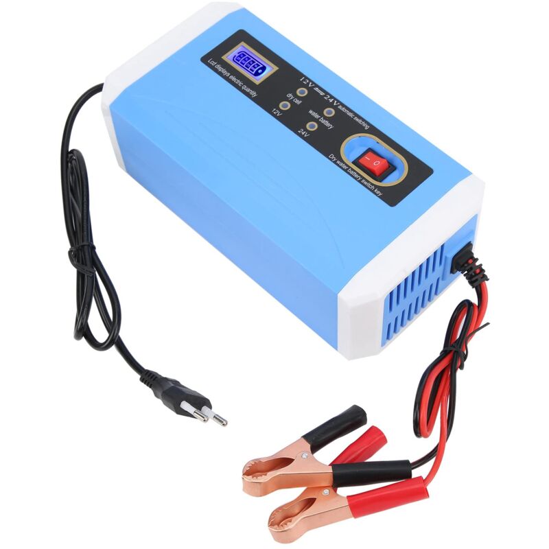 foto del prodotto ej.life caricabatteria per auto, caricabatteria per auto 12v 24v efficiente, display lcd intelligente, trasferimento automatico degli impulsi,