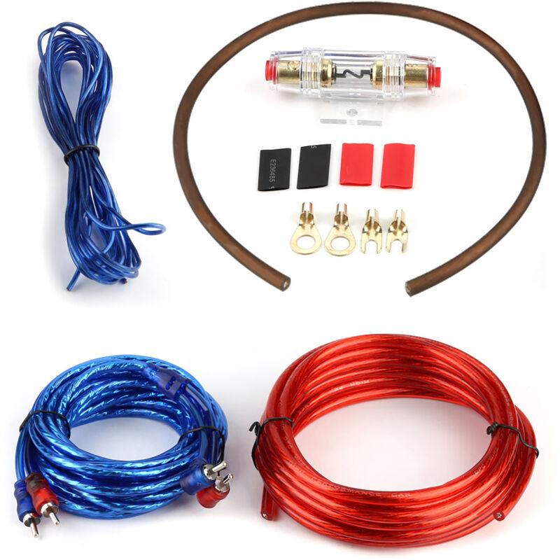 foto del prodotto ej.life cavo subwoofer plus con fusibile cavo di collegamento per amplificatore di potenza, set di cavi per amplificatore per auto, kit di cavi