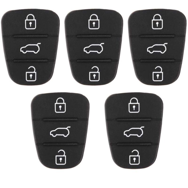 foto del prodotto ej.life chiave auto, sostituzione del pulsante della chiave auto, 5 pezzi di scocca in gomma per chiave a 3 pulsanti adatta per hyundai, per kia