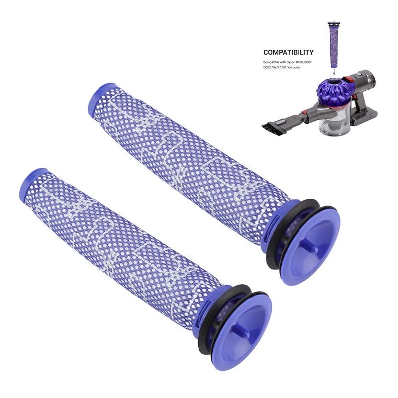foto del prodotto ej.life confezione da 2 filtri pre motore lavabili per aspirapolvere portatile dyson v6 v7 v8 dc62 dc61 dc58 dc59 dc74