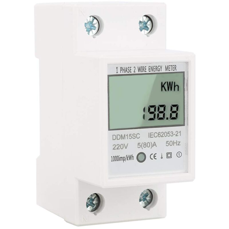 foto del prodotto ej.life contatore di energia digitale monofase per guida din 35 mm, contatore elettronico kwh 5 80 a con display digitale lcd, 220 v 230 v, 50 60