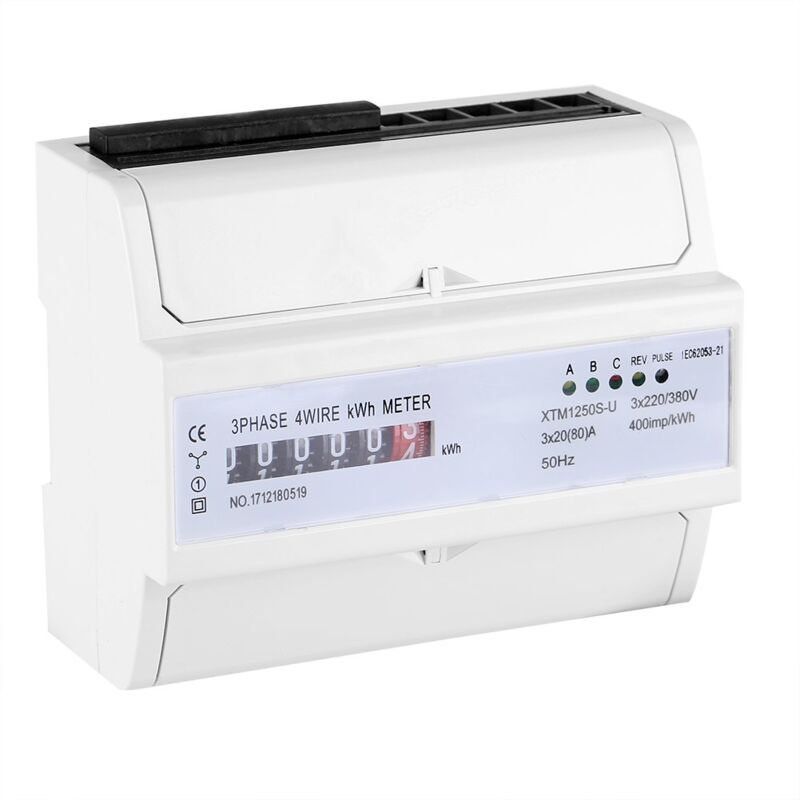 foto del prodotto ej.life contatore elettrico digitale multifunzione ac 220v 20 80 a per guida din, xtm1250s u contatore kwh digitale trifase a 4 fili per guida